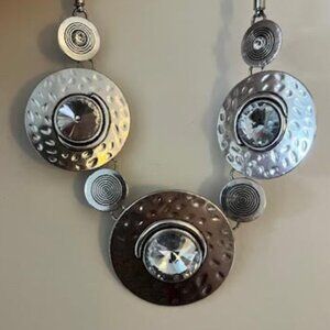 Large Rhinestone Silver Jewelry NECKLACE